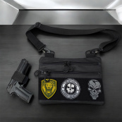 Чоловіча сумка кобура з натуральної шкіри, для скритого носіння з кобурою, чоловічий месенджер. Зображення №10