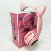 Бездротові навушники з котячими вушками та RGB підсвічуванням Cat VZV 23M. Колір: рожевий. Зображення №2