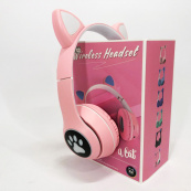 Бездротові навушники з котячими вушками та RGB підсвічуванням Cat VZV 23M. Колір: рожевий. Зображення №8