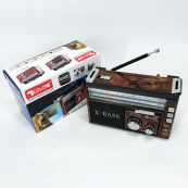 Радиоприёмник портативное радио Golon RX-381 аккумуляторный ретро колонка usb sd mp3 fm. Цвет: коричневый. Изображение №4