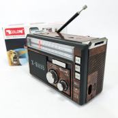 Радиоприёмник портативное радио Golon RX-381 аккумуляторный ретро колонка usb sd mp3 fm. Цвет: коричневый. Изображение №5