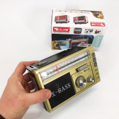 Радиоприёмник портативное радио Golon RX-381 аккумуляторный ретро колонка usb sd mp3 fm. Цвет: желтый. Изображение №8