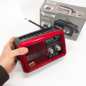 Радио приемник Golon RX-BT978S солнечная панель AUX 3.5mm, Радио приемник с аккумулятором. Цвет: красный. Изображение №9 Радио приемник Golon RX-BT978S солнечная панель AUX 3.5mm, Радио приемник с аккумулятором. Цвет: красный. Изображение №9