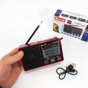 Радіо GOLON RX-8866 цифровий портативний радіоприймач із ліхтариком функцією PowerBank. Колір: червоний. Зображення №2