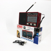 Радіо GOLON RX-8866 цифровий портативний радіоприймач із ліхтариком функцією PowerBank. Колір: червоний. Зображення №9