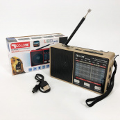 Радіо GOLON RX-8866 цифровий портативний радіоприймач із ліхтариком функцією PowerBank. Колір: золотий. Зображення №3