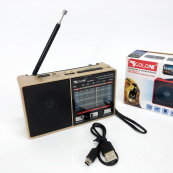 Радіо GOLON RX-8866 цифровий портативний радіоприймач із ліхтариком функцією PowerBank. Колір: золотий. Зображення №5