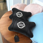 Подушки в авто 2 шт Nissan, натуральна шкіра, з логотипом Ніссан, на підголівник для вашої машини. Зображення №13