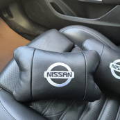 Подушки в авто 2 шт Nissan, натуральна шкіра, з логотипом Ніссан, на підголівник для вашої машини. Зображення №20