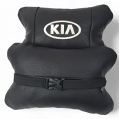 Автодушки 2 шт на підголовник Kia / Кіа, натуральна шкіра, чорні, Підголовник для авто з комфортом. Зображення №3