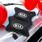 Автодушки 2 шт на підголовник Kia / Кіа, натуральна шкіра, чорні, Підголовник для авто з комфортом. Зображення №5