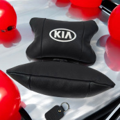 Автодушки 2 шт на підголовник Kia / Кіа, натуральна шкіра, чорні, Підголовник для авто з комфортом. Зображення №7