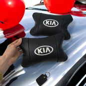 Автодушки 2 шт на підголовник Kia / Кіа, натуральна шкіра, чорні, Підголовник для авто з комфортом. Зображення №8