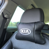Автодушки 2 шт на підголовник Kia / Кіа, натуральна шкіра, чорні, Підголовник для авто з комфортом. Зображення №11