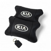 Автодушки 2 шт на підголовник Kia / Кіа, натуральна шкіра, чорні, Підголовник для авто з комфортом. Зображення №13