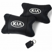 Автодушки 2 шт на підголовник Kia / Кіа, натуральна шкіра, чорні, Підголовник для авто з комфортом. Зображення №15
