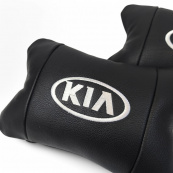 Автодушки 2 шт на підголовник Kia / Кіа, натуральна шкіра, чорні, Підголовник для авто з комфортом. Зображення №16
