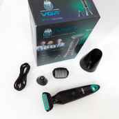 Акумуляторна електробритва для стрижки VGR V-601 від USB бритва електрична з професійною насадками. Зображення №17