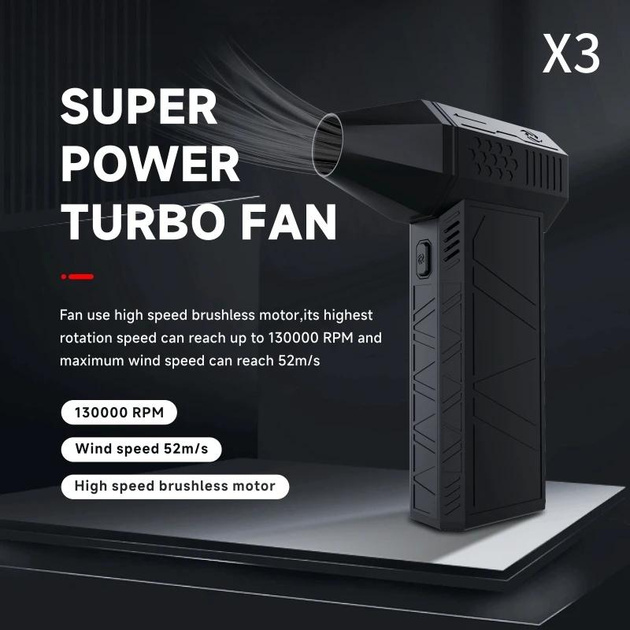 Turbo Jet Fan Violent X3 турбовентилятор акумуляторний від USB - Чорний Turbo Jet Fan Violent X3 турбовентилятор акумуляторний від USB - Чорний
