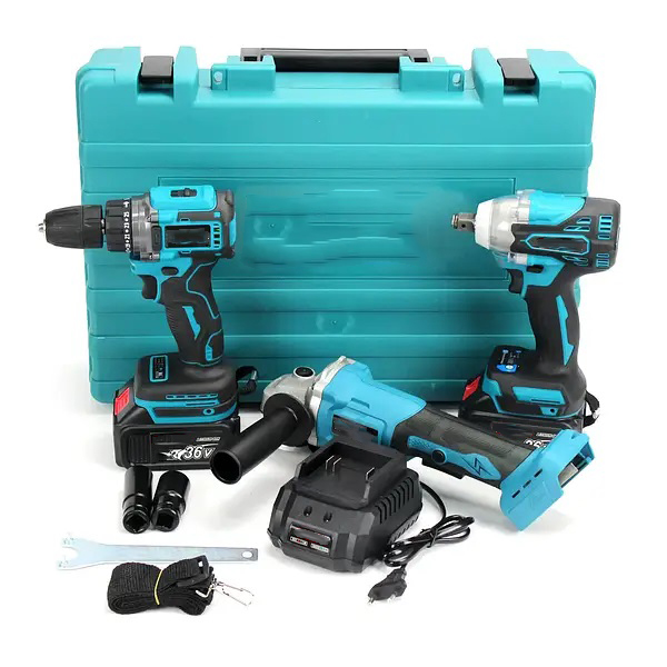 Набір 3/1 акумуляторних інструментів у кейсі: болгарка, шуруповерт, гайковерт Набір 3/1 акумуляторних інструментів у кейсі: болгарка, шуруповерт, гайковерт