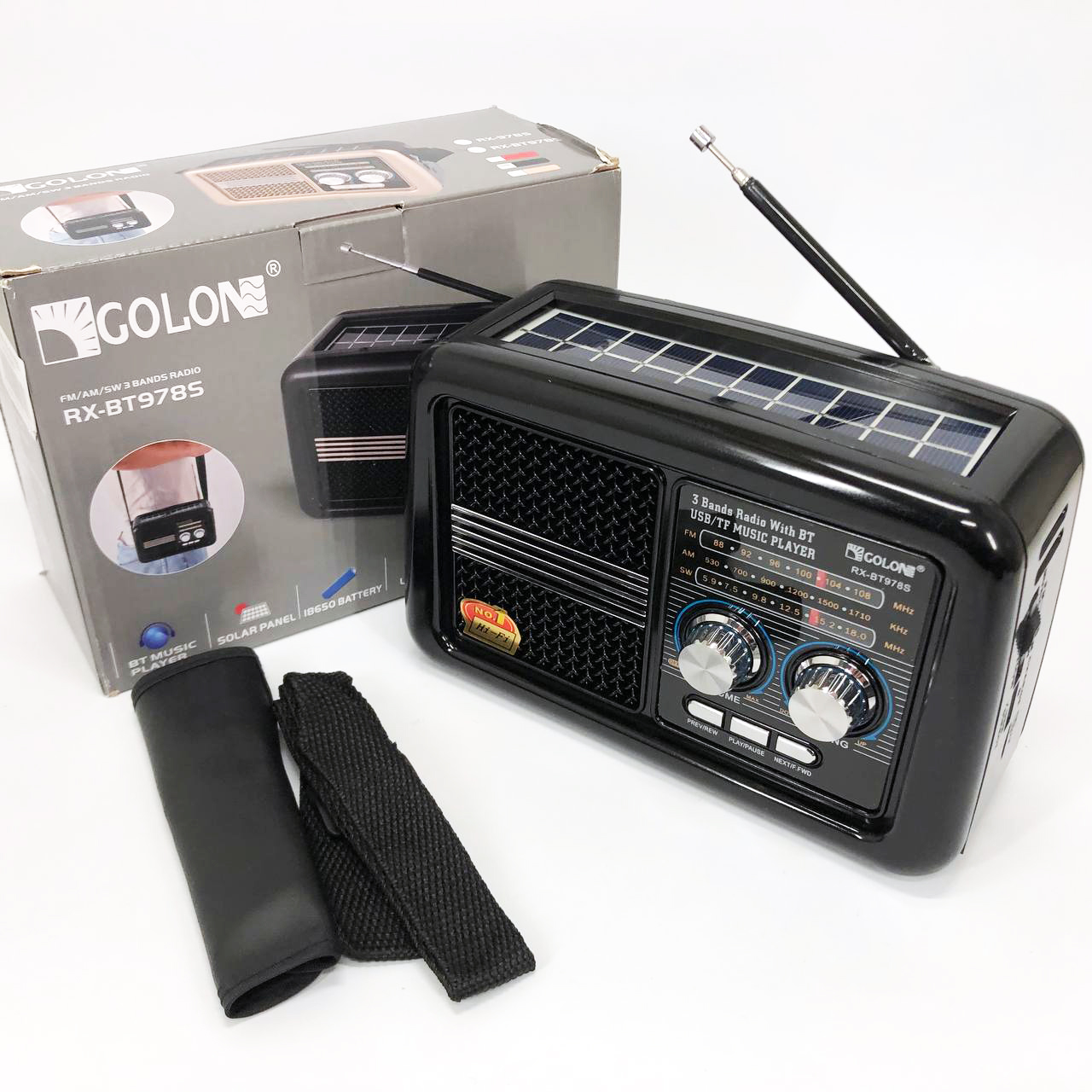 Радио приемник Golon RX-BT978S солнечная панель AUX 3.5mm, Радио приемник с встроенным аккумулятором Радио приемник Golon RX-BT978S солнечная панель AUX 3.5mm, Радио приемник с встроенным аккумулятором