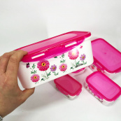 Набір контейнерів UNIQUE UN-1514 5шт. Колір: рожевий. Зображення №3 Набір контейнерів UNIQUE UN-1514 5шт. Колір: рожевий. Зображення №3