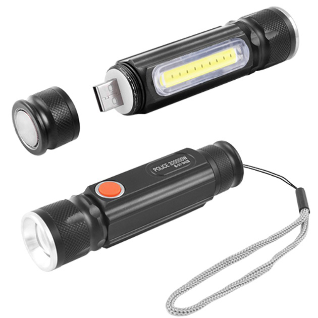 Фонарик портативный светодиодный Police BL-516/616-T6-COB с USB-зарядкой, магнитом и функцией зума Фонарик портативный светодиодный Police BL-516/616-T6-COB с USB-зарядкой, магнитом и функцией зума