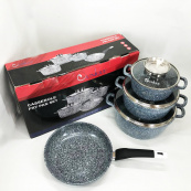 Набор посуды UNIQUE UN-5521 7 предметов, Кастрюля для готовки на плите, Фирменные наборы кастрюль. Изображение №8 Набор посуды UNIQUE UN-5521 7 предметов, Кастрюля для готовки на плите, Фирменные наборы кастрюль. Изображение №8