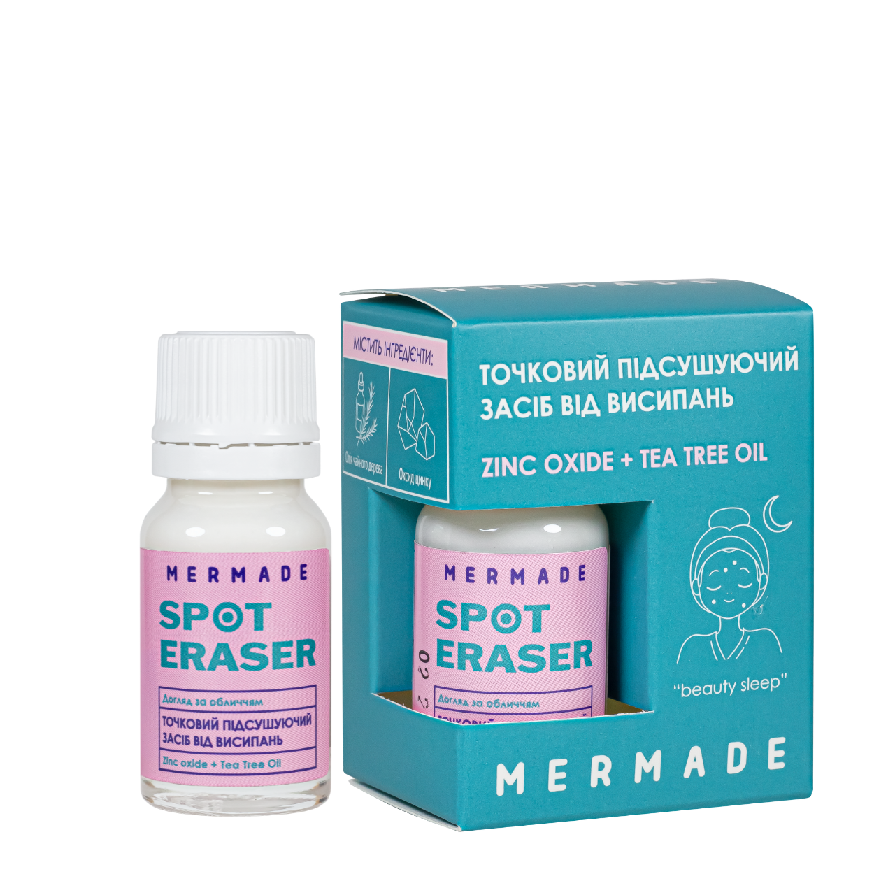Точковий підсушувальний засіб проти прищів Mermade Zinc Oxide & Tea Tree Oil, 10 мл Точковий підсушувальний засіб проти прищів Mermade Zinc Oxide & Tea Tree Oil, 10 мл