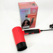 Фен із складною ручкою для волосся VGR V-426 2000Вт, Стильний фен для укладання волосся. Колір: червоний. Зображення №6 Фен із складною ручкою для волосся VGR V-426 2000Вт, Стильний фен для укладання волосся. Колір: червоний. Зображення №6