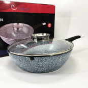 Сковорода глубокая UNIQUE UN-5172 28 см с крышкой, Прочная сковородка с антипригарным покрытием. Изображение №4