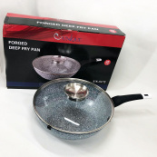 Сковорода глубокая UNIQUE UN-5172 28 см с крышкой, Прочная сковородка с антипригарным покрытием. Изображение №5