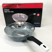 Сковорода глубокая UNIQUE UN-5172 28 см с крышкой, Прочная сковородка с антипригарным покрытием. Изображение №7