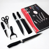 Набір ножів UNIQUE UN-1821 кухонні ножі ножиці та овочечистка. Зображення №2