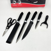 Набір ножів UNIQUE UN-1821 кухонні ножі ножиці та овочечистка. Зображення №10