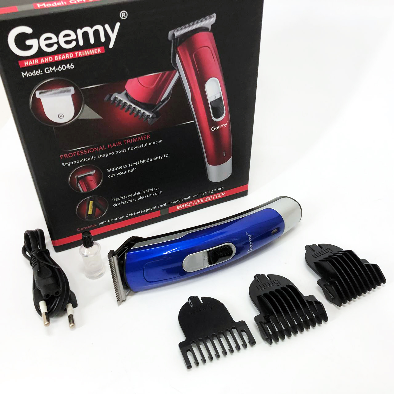 Машинка для стрижки волосся Gemei GM-6046, Акумуляторний універсальний тример для стрижки. Колір: синій Машинка для стрижки волосся Gemei GM-6046, Акумуляторний універсальний тример для стрижки. Колір: синій