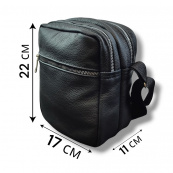 Якісна чоловіча сумка - месенджер з натуральної шкіри на 4 кишені зі срібною блискавкою. Зображення №3