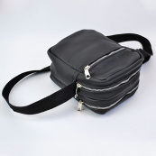 Якісна чоловіча сумка - месенджер з натуральної шкіри на 4 кишені зі срібною блискавкою. Зображення №12