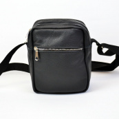 Якісна чоловіча сумка - месенджер з натуральної шкіри на 4 кишені зі срібною блискавкою. Зображення №16