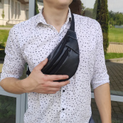 Сумка на пояс. Сумка через плече. бананка чоловіча / жіноча. Колір чорний. Зображення №6