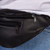 Сумка на пояс. Сумка через плече. бананка чоловіча / жіноча. Колір чорний. Зображення №13