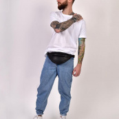 Сумка на пояс. Сумка через плече. бананка чоловіча / жіноча. Колір чорний. Зображення №14