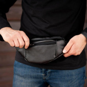 Сумка на пояс. Сумка через плече. бананка чоловіча / жіноча. Колір чорний. Зображення №18
