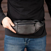 Сумка на пояс. Сумка через плече. бананка чоловіча / жіноча. Колір чорний. Зображення №19