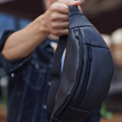 Сумка на пояс. Сумка через плече. бананка чоловіча / жіноча. Колір чорний. Зображення №21