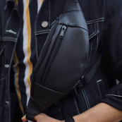 Сумка на пояс. Сумка через плече. бананка чоловіча / жіноча. Колір чорний. Зображення №22