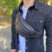 Сумка на пояс. Сумка через плече. бананка чоловіча / жіноча. Колір чорний. Зображення №29