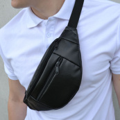 Сумка на пояс. Сумка через плече. бананка чоловіча / жіноча. Колір чорний. Зображення №55