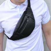 Сумка на пояс. Сумка через плече. бананка чоловіча / жіноча. Колір чорний. Зображення №56