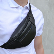 Сумка на пояс. Сумка через плече. бананка чоловіча / жіноча. Колір чорний. Зображення №57